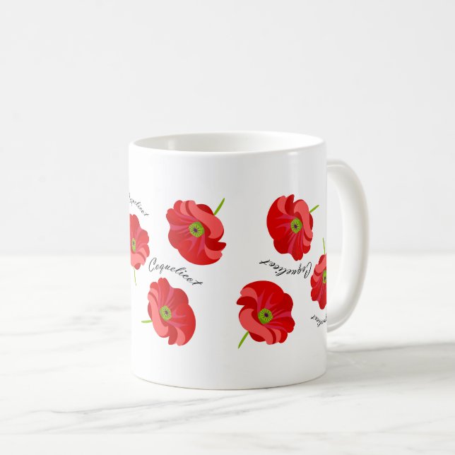 Red poppies coffee mug (Front Right)