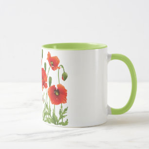 Red Poppies Coffee Mug Ukrainian Design