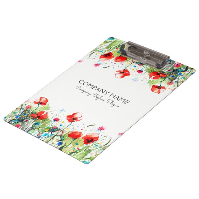 Red Poppies & Colourful Flowers Clipboard (Angled)