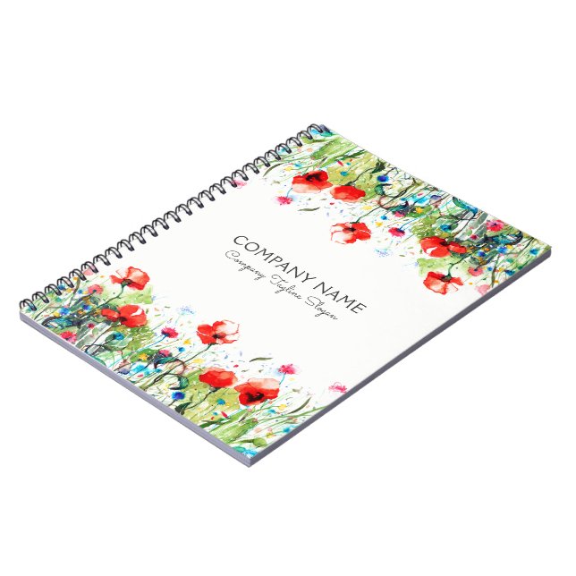 Red Poppies & Colourful Flowers Notebook (Left Side)