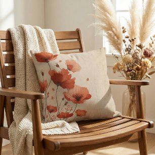 Red poppies.  cushion