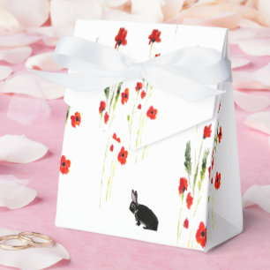 Red Poppies Cute Bunny Rabbit Favour Box