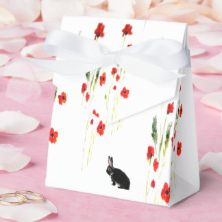 Red Poppies Cute Bunny Rabbit Favour Box