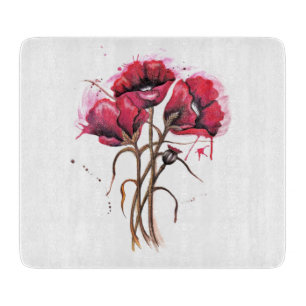 Red Poppies cutting board