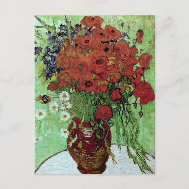 Red Poppies & Daisies (F280)Van Gogh Fine Art Postcard (Front)