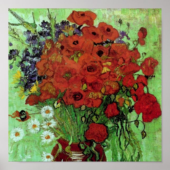 Red Poppies & Daisies (F280) Van Gogh Fine Art Poster (Front)