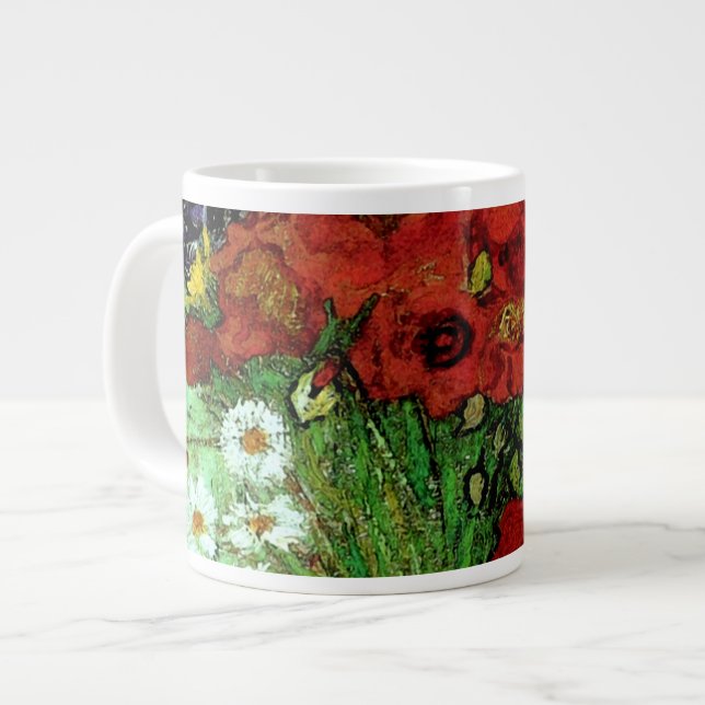 Red Poppies & Daisies Van Gogh Fine Art Large Coffee Mug (Front Left)