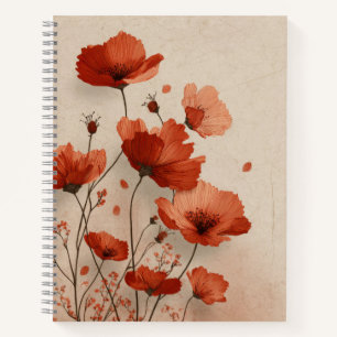 Red poppies.Deluxe Spiral Notebook