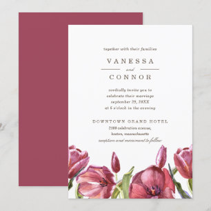 Red Poppies Elegant Boho Floral Wedding Invitation
