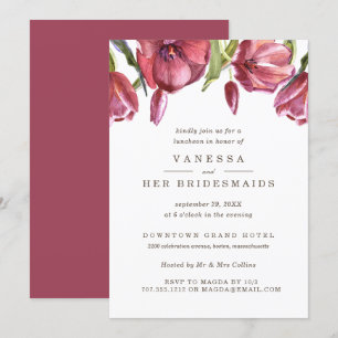 Red Poppies Elegant Wedding BRIDESMAIDS Luncheon Invitation