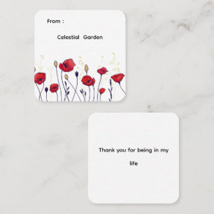 Red Poppies – Elegant Wildflower  Square Business Card