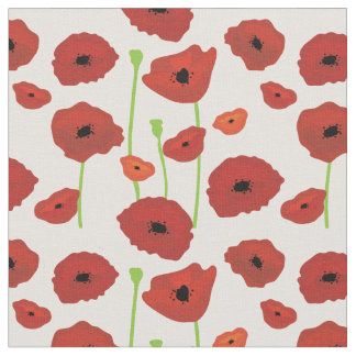 Red Poppies Fabric. Fabric