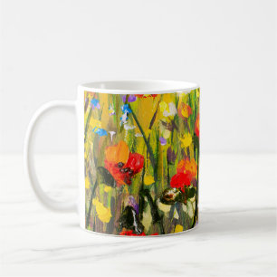 Red Poppies Field Abstract Painting Coffee Mug