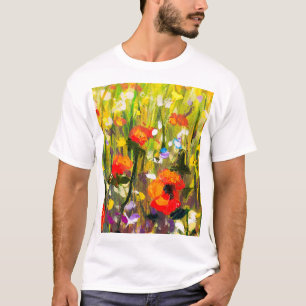Red Poppies Field Abstract Painting T-Shirt