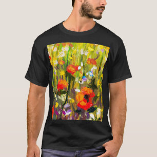 Red Poppies Field Abstract Painting T-Shirt