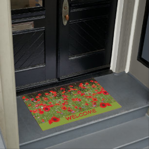 Red Poppies Field Cust. Welcome Doormat