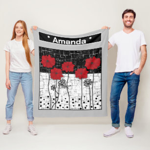Red poppies fleece blanket