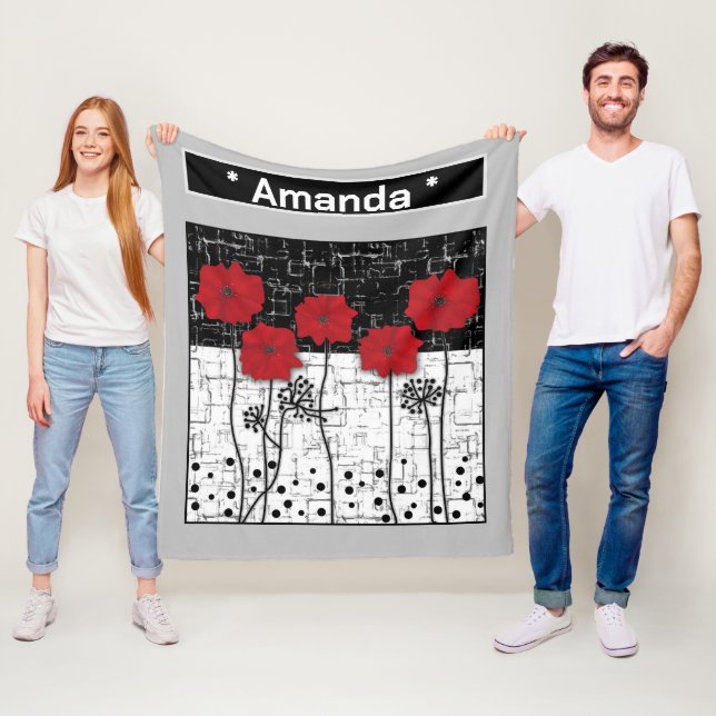 Red poppies fleece blanket (In Situ)