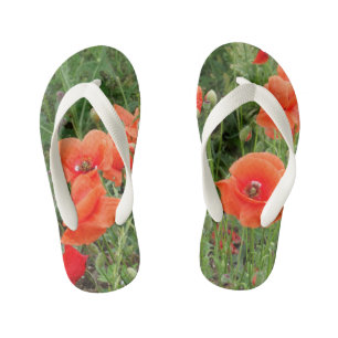 Red Poppies Flip Flops, Kids Kid's Flip Flops