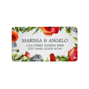Red Poppies Floral Address Label