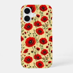 Red poppies Floral Aesthetic Gift ideas for her iPhone 16 Case