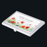 Red Poppies Floral Border Business Card Holder<br><div class="desc">Elegant modern red poppies flowers border,  customisable business card-holder template.</div>