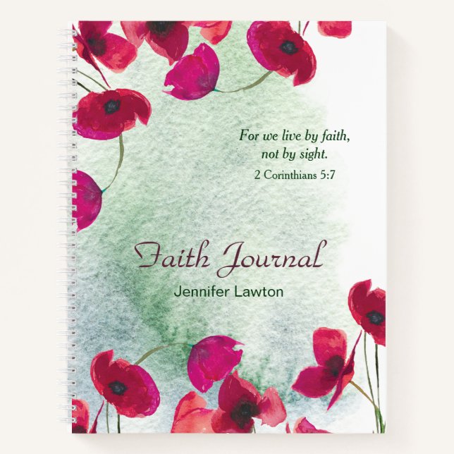 Red Poppies Floral Faith Journal (Front)