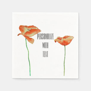 Red Poppies Floral Napkin