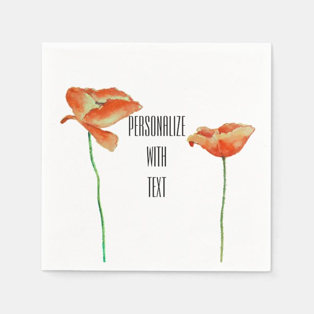 Red Poppies Floral Napkin (Front)