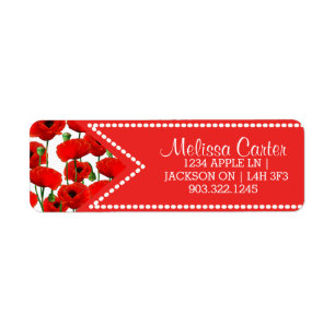 Red Poppies Floral Pattern & Dotted Ribbon