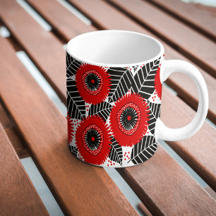 Red Poppies Floral Pattern Mug