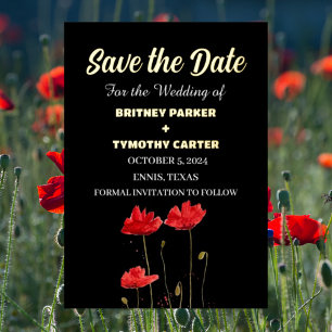 Red Poppies Floral Photo QR Code Wedding