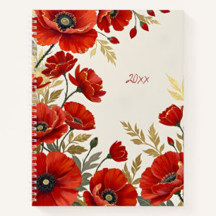 Red Poppies Floral Spiral-bound Journal Notebook