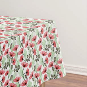 Red Poppies Floral Tablecloth