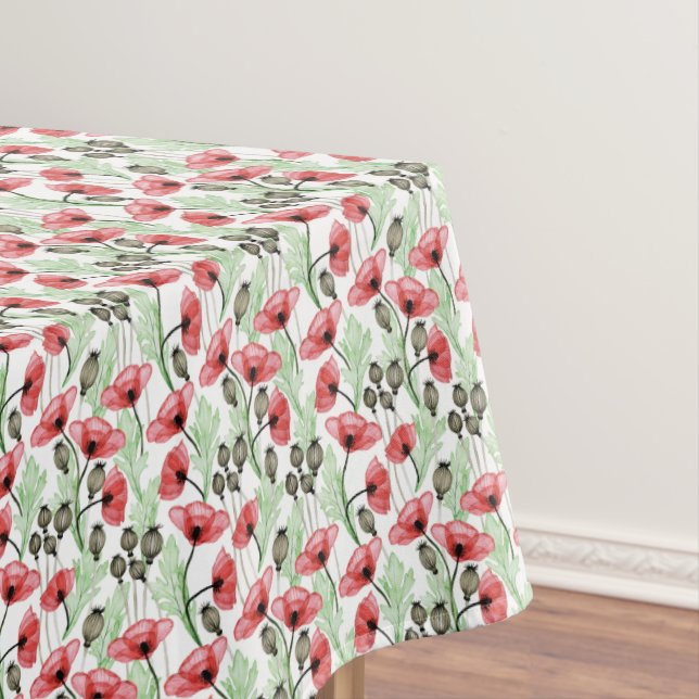 Red Poppies Floral Tablecloth (In Situ)