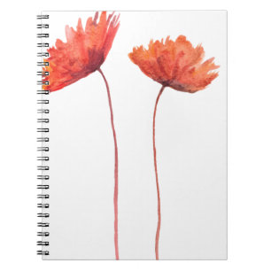Red poppies Floral Watercolor Nature Country Notebook