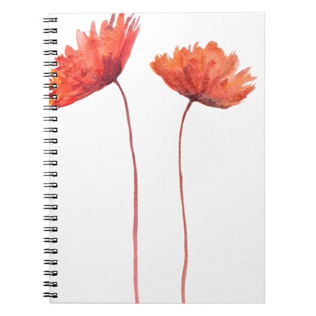 Red poppies Floral Watercolor Nature Country  Notebook (Front)