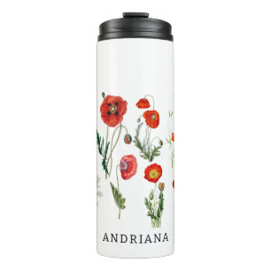 Red Poppies Florals Thermal Tumbler
