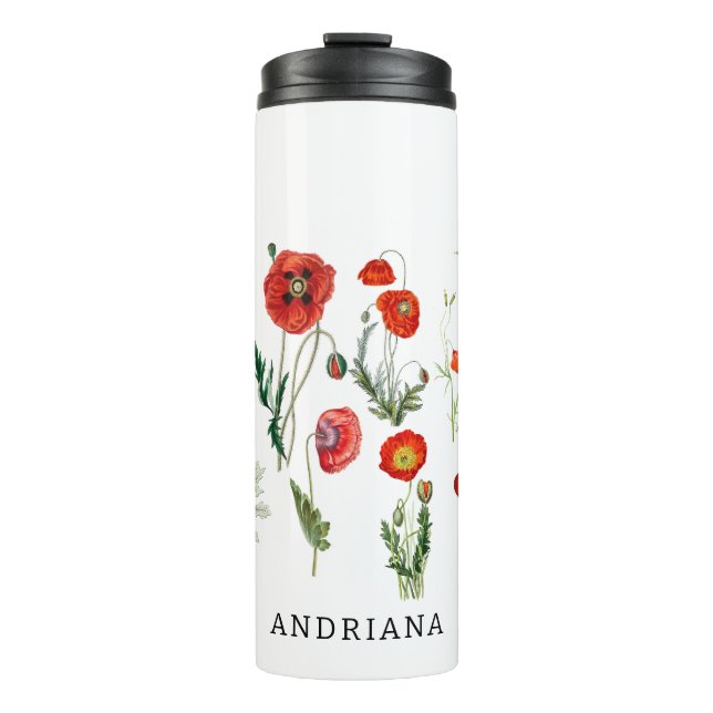 Red Poppies Florals Thermal Tumbler (Front)