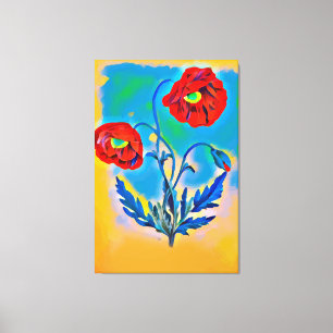 Red Poppies flowers Abstract Original digital art Canvas Print