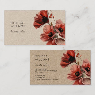 Red Poppies Flowers Kraft Paper Business Card