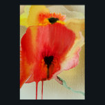 Red Poppies fluid watercolour modern flower Poster<br><div class="desc">From a watercolour painting of bright,  vivid coloured red and yellow poppies. These vibrant flowers are painted in a fluid,  free hand style to create a modern floral design of these beautiful botanical floral plants. Poppies are a symbol of rememberance for World War 1 soldiers.</div>