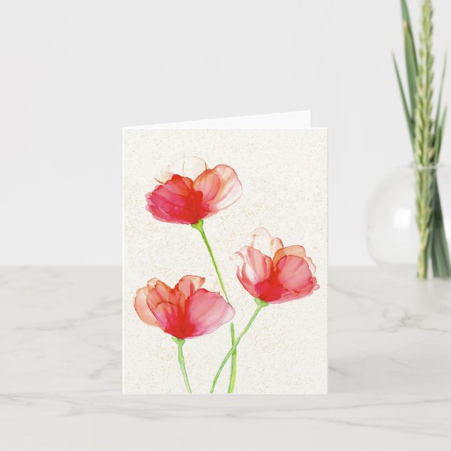 Red Poppies Folded Card  (Front)