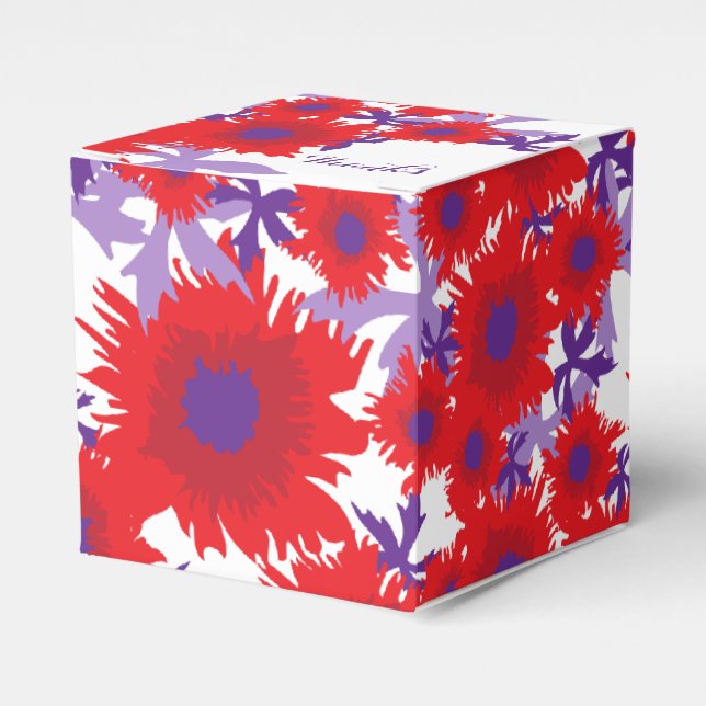 Red poppies graphic art thanks gift box (Front Side)