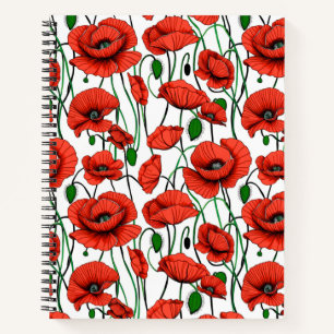 Red Poppies in a Field on White Journal