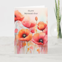 Red Poppies in a Field Watercolor Mother's Day