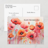 Red Poppies in a Field Watercolor Mother's Day