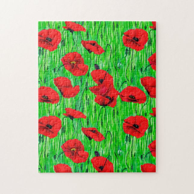 Red Poppies in a Green Field  Jigsaw Puzzle (Vertical)