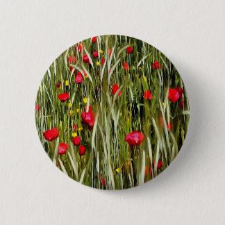 Red Poppies In A Wheatfield Painting 6 Cm Round Badge