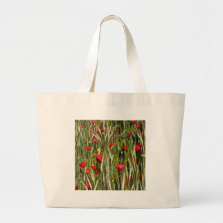Red Poppies In A Wheatfield Painting Large Tote Bag